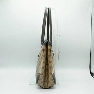 Gucci Handbag Hobo Brown Leather Bag Gold Vinyl